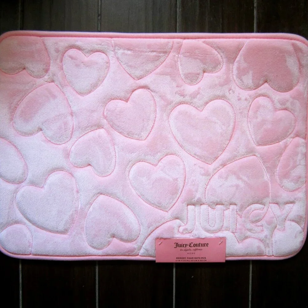 Juicy Couture Heart Pink Memory Foam Bath Rug Home